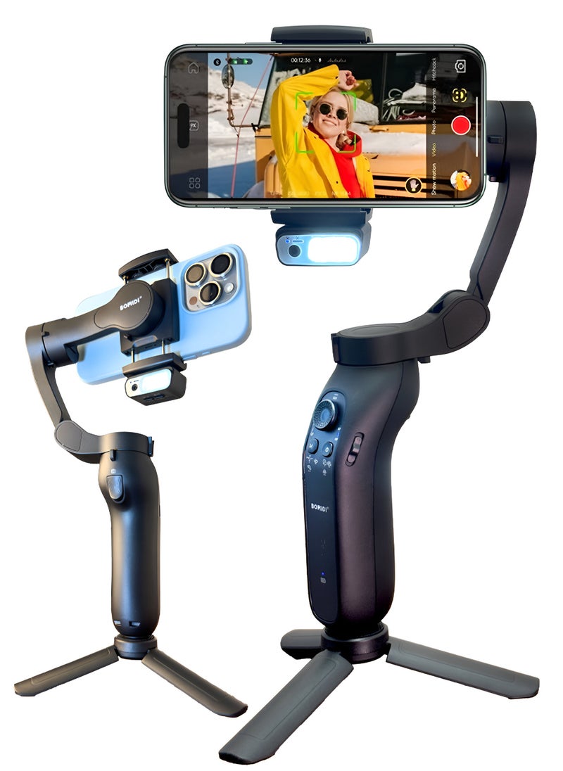 BOMIDI Smartphone Gimbal Stabilizer, 3-Axis Phone Gimbal, Android and iPhone Gimbal, Lightweight Design, Vlogging Stabilizer, Ideal for Vlogging, YouTube, TikTok and Vlog Live for Android and iOS  - Image 1