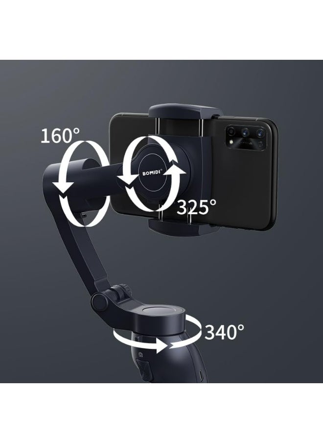 BOMIDI - Smartphone Gimbal Stabilizer, 3-Axis Phone Gimbal, Android and iPhone Gimbal, Lightweight Design, Vlogging Stabilizer, Ideal for Vlogging, YouTube, TikTok and Vlog Live for Android and iOS - Image 1