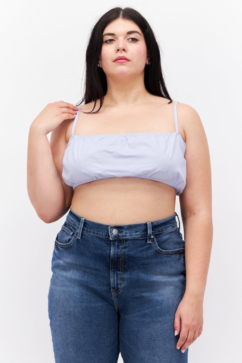 Weekday بلوزة نسائية بدون أكمام ذات ياقة مربعة، زرقاء - Image 1