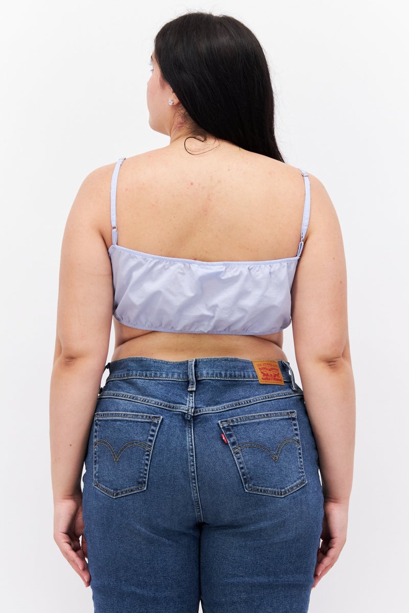 Weekday Women Square Neck Sleeveless Solid Top, Blue - Image 2