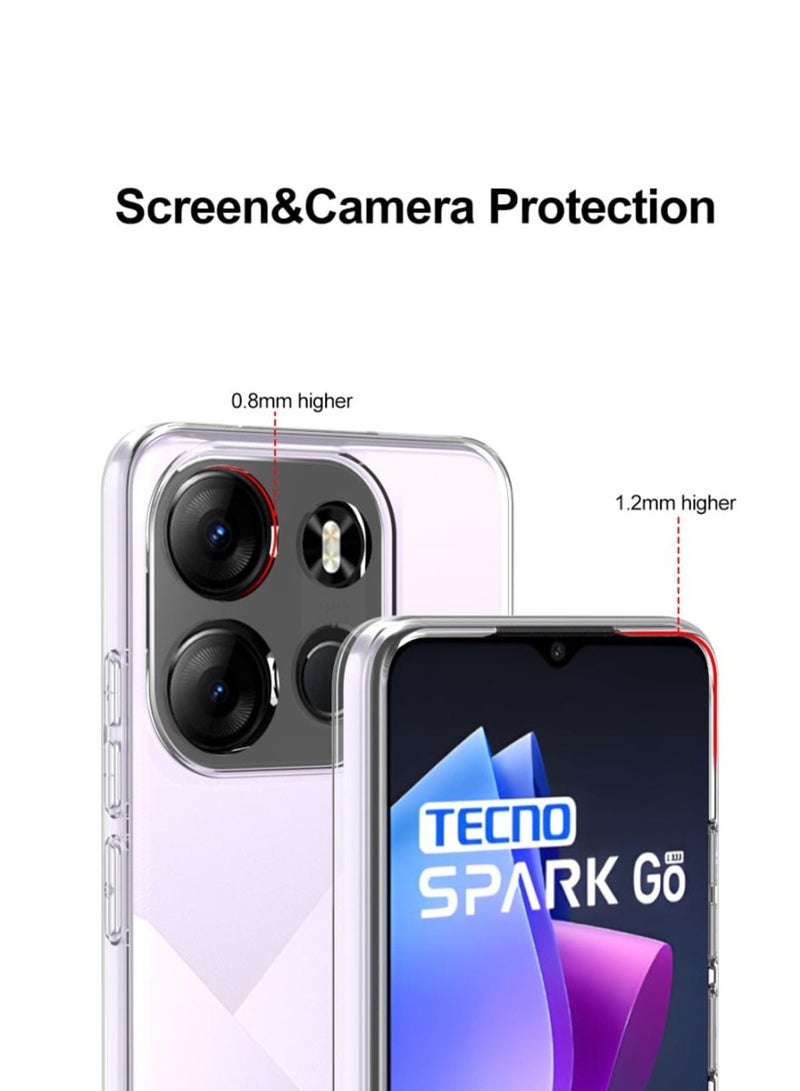 Techie Tecno Spark GO 2023 TPU Soft Corner Ultra Slim Clear Case Shockproof Anti Fingerprint Transparent Protective Back Cover - Image 2