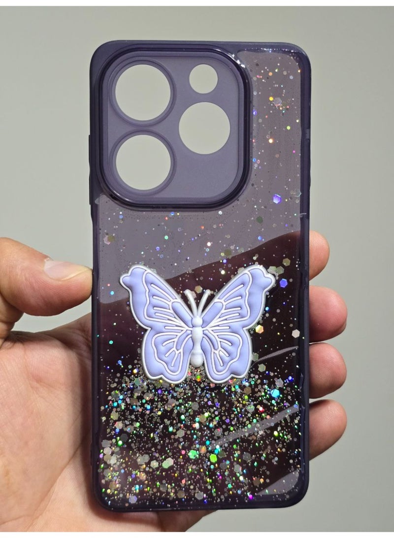 غطاء خلفي عليه فراشة متوافق مع هاتف انفنكس سمارت 8 / هوت 40i - Image 1