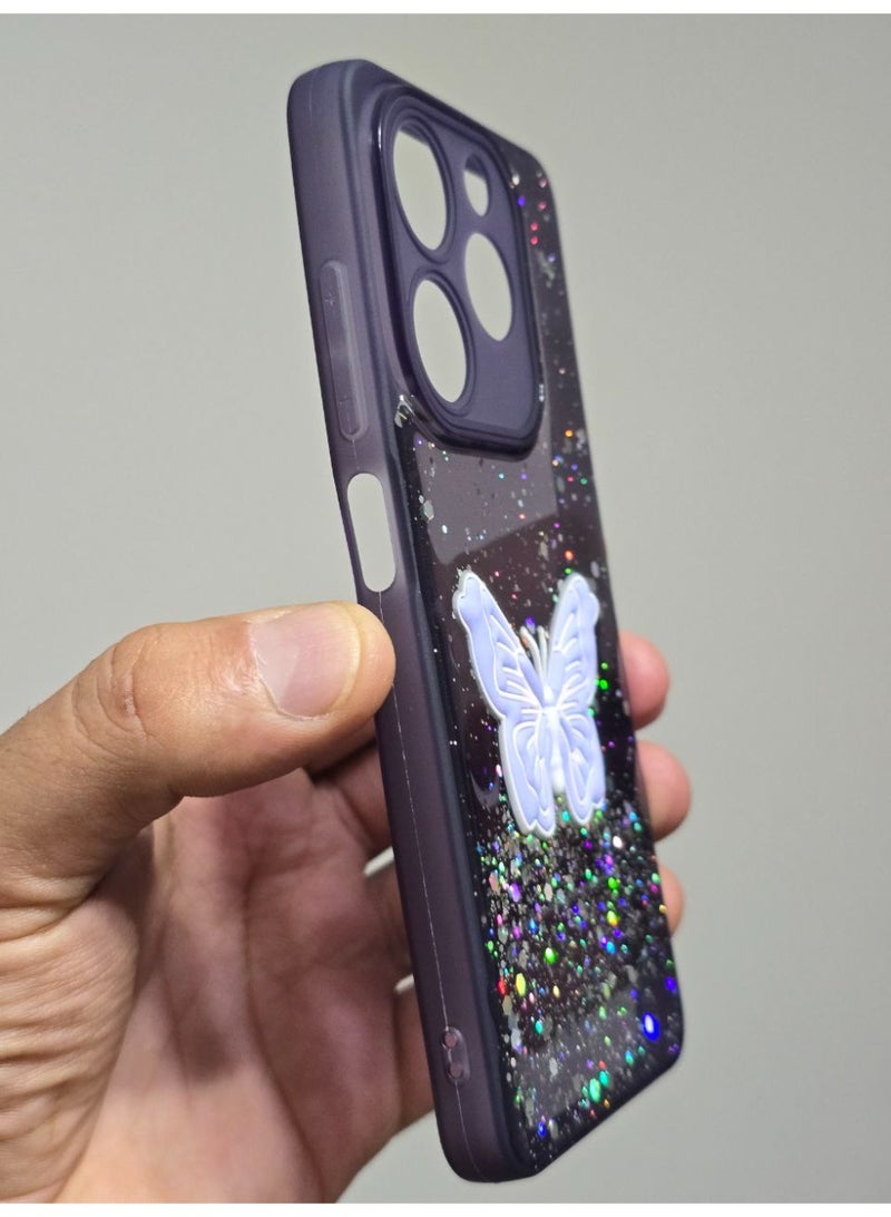 غطاء خلفي عليه فراشة متوافق مع هاتف انفنكس سمارت 8 / هوت 40i - Image 3