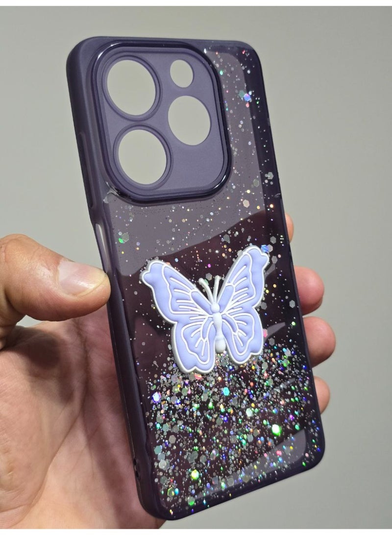 غطاء خلفي عليه فراشة متوافق مع هاتف انفنكس سمارت 8 / هوت 40i - Image 2