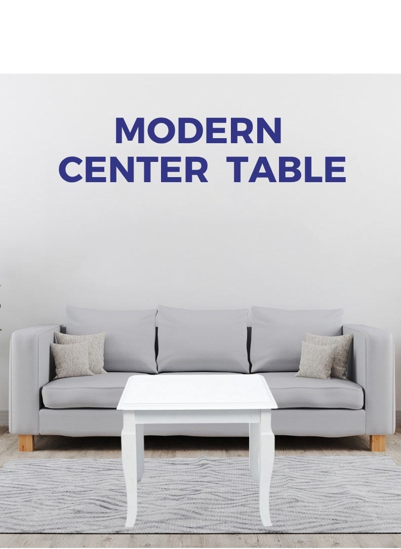 AFT - Elegant White Wooden Side Table – Classic Design with Curved Legs – Compact 55x55x45 cm Dimensions – Perfect for Living Room or Bedroom Décor. White (Arfan) - Image 1