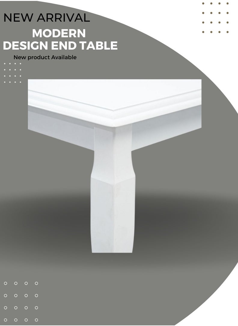 AFT - Elegant White Wooden Side Table – Classic Design with Curved Legs – Compact 55x55x45 cm Dimensions – Perfect for Living Room or Bedroom Décor. White (Arfan) - Image 1