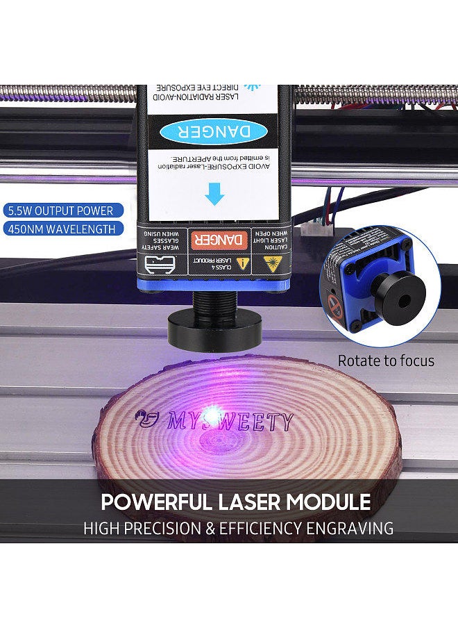 Generic - 450nm 5.5W Laser Module Adjustable Focal Length Laser Engraving Head High Speed Laser Engraver Cutter 3D Printer CNC Router Laser Module for DIY Craft Wood Leather Fabric Paper Cutting Engraving - Image 1