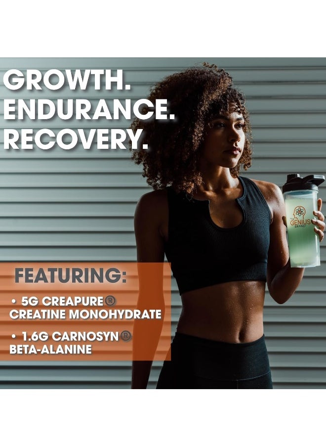 The Genius Brand Creatine Powder with Creapure Monohydrate and Carnosyn Beta-Alanine SR (Sour Apple, 195g)