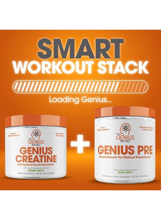 The Genius Brand Creatine Powder with Creapure Monohydrate and Carnosyn Beta-Alanine SR (Sour Apple, 195g)