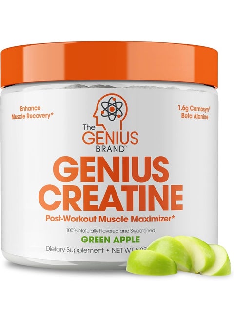 The Genius Brand Creatine Powder with Creapure Monohydrate and Carnosyn Beta-Alanine SR (Sour Apple, 195g)