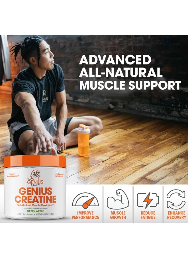 The Genius Brand Creatine Powder with Creapure Monohydrate and Carnosyn Beta-Alanine SR (Sour Apple, 195g)