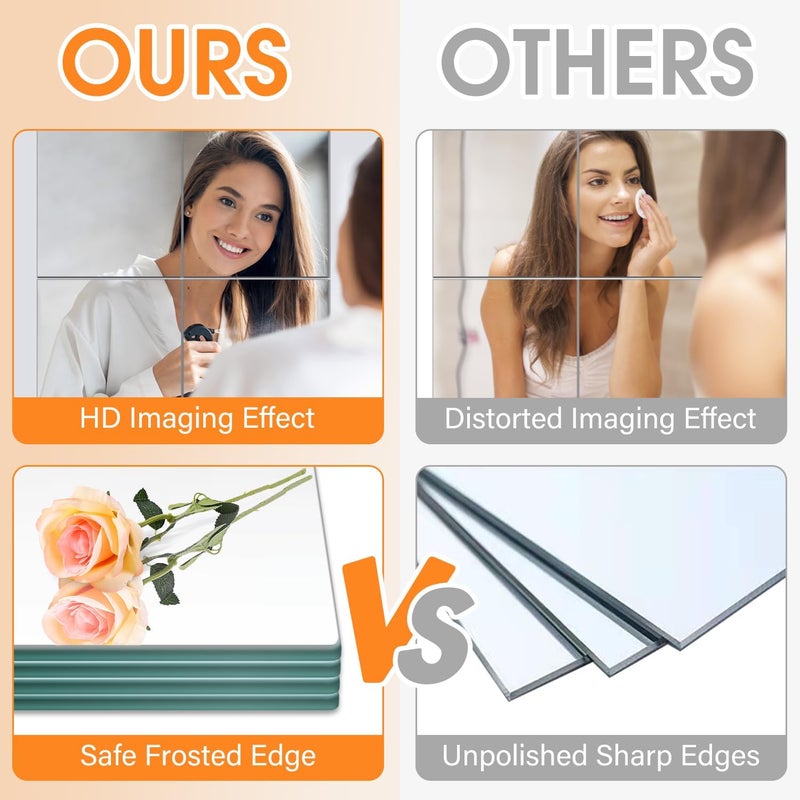 VASUHOME Glass Full Length Wall Mirror Tiles - [12 x12 Inch - 12PCS] HD Gym Mirrors for Home Gym, Full Body Long Mirror for Bedroom, Living Room, Door, Closet - Image 5