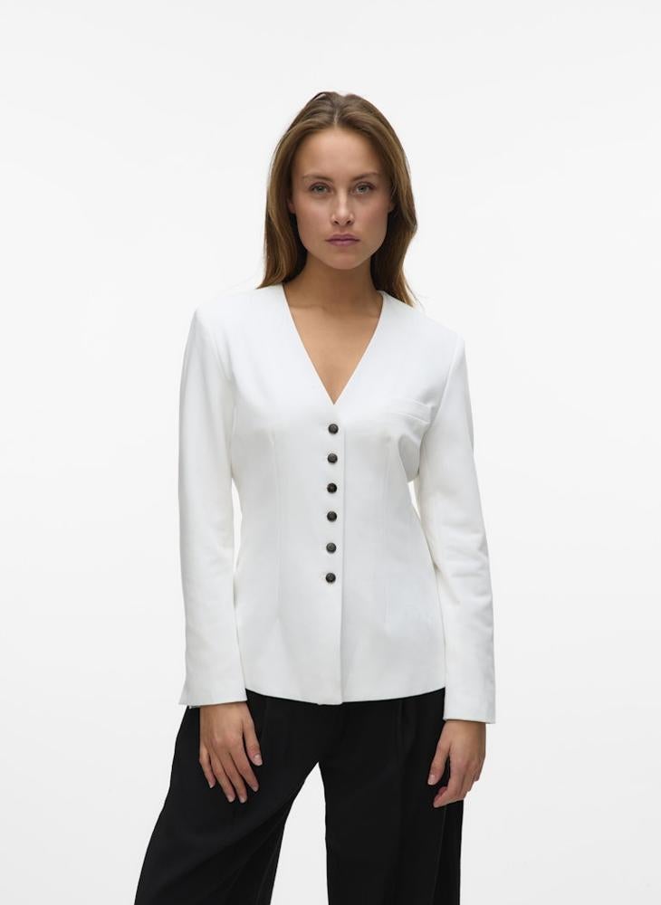 VERO MODA Button Detailed Spread Collar Blazer - Image 1