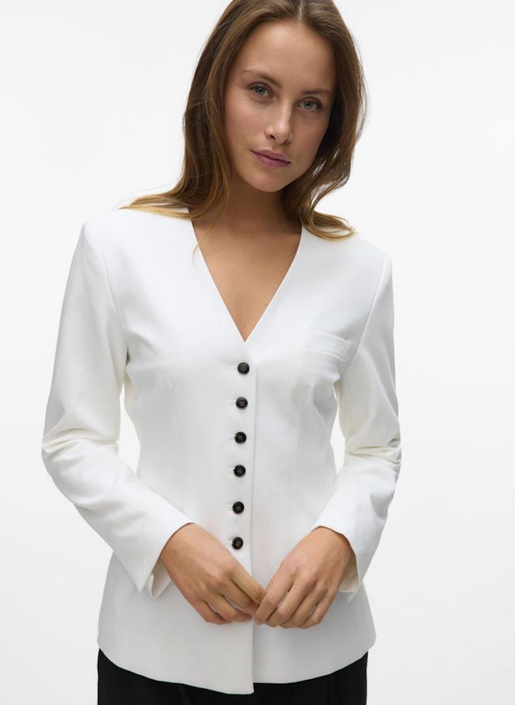 VERO MODA Button Detailed Spread Collar Blazer - Image 3