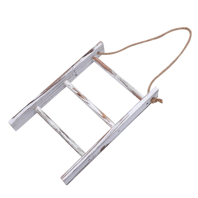 حامل مناشف خشبي بأسلوب رجعي مع رف تخزين معلق بالحبل للحمام بلون طبيعي - Image 2