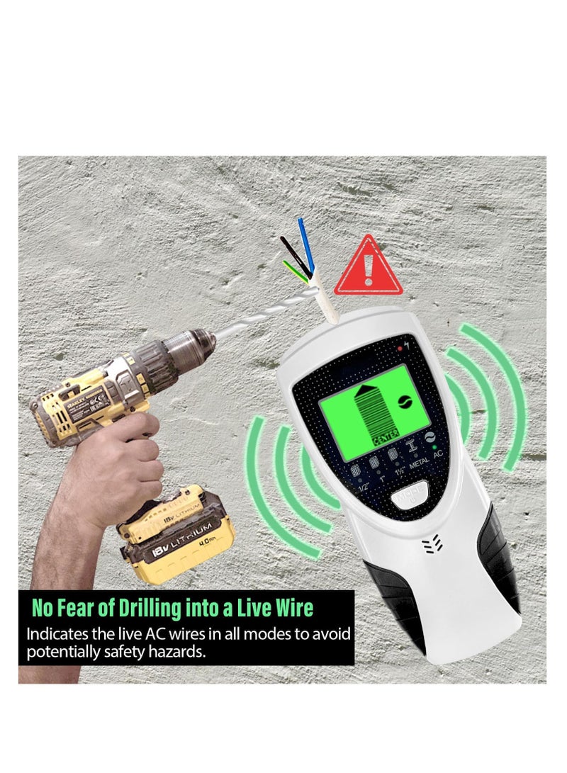 Stud Finder, Wall Scanner 5 in 1 Electronic Stud Detector, with LCD Display and Beep Audio Alarm, Large LCD screen, Stud Sensor Beam Finders for Wood Metal Studs and AC Wire Detection - Image 3