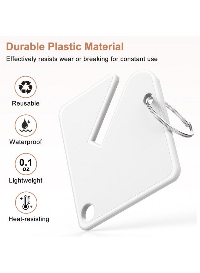 GoorDik 60 Pcs Key Tags Blank Plastic Upgrade Round Split Ring Durable Key Identify Tags Bulk Key Tags for Key Cabinet 1.5 inches Square Shaped - Image 2