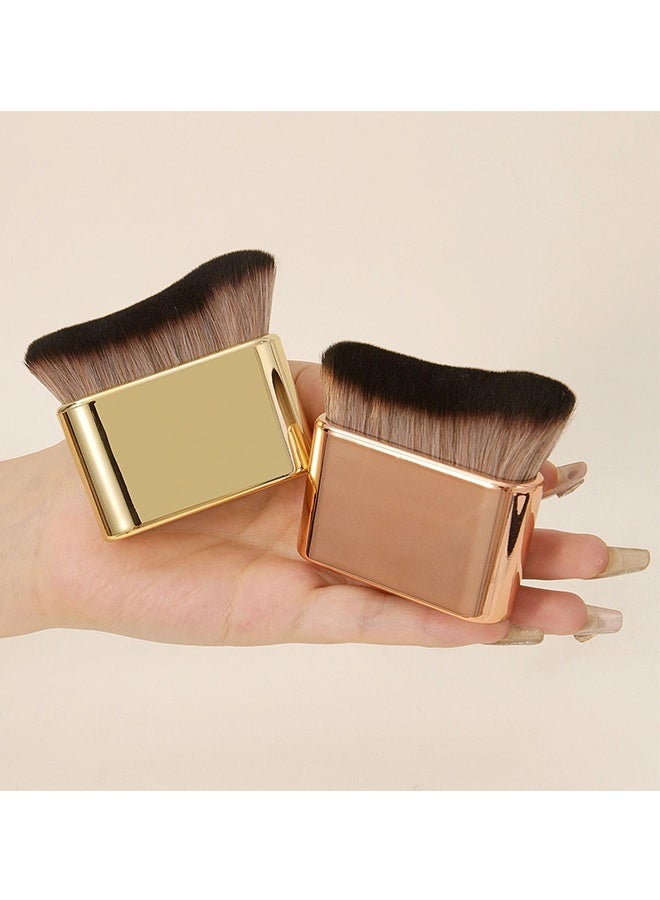 2Pcs Professional Body Makeup Brush for Blending Liquid Foundation,Shimmer Glow,Concealers Cream,Powder (Gold and Rose Gold) - Image 2