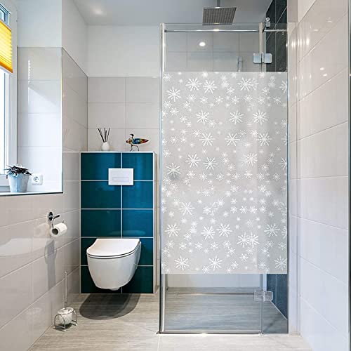 WISDOM Privacy Window Film Frosted Glass Film Static Cling Glass Film No Glue Anti-UV Window Sticker Non Adhesive for Privacy Office Meeting Room Bathroom Living Room (Snowflake Frosted, 12 x 50) - Image 2