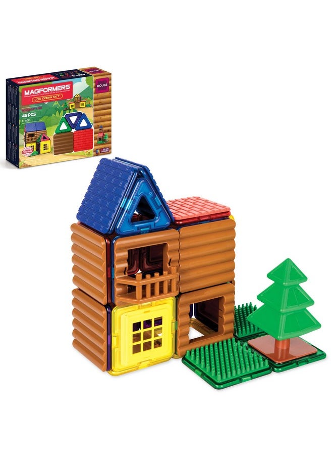 Magformers MAGFORMERS Log Cabin 48 Pieces Rainbow Colors, Educational Magnetic Geometric Shapes Tiles Building STEM Toy Set Ages 3+  - Image 1