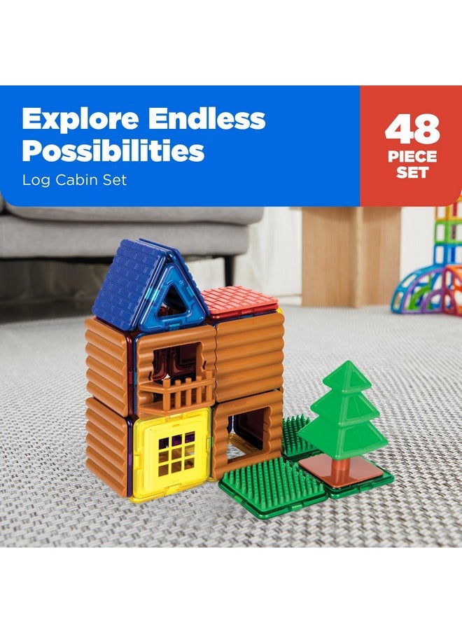Magformers MAGFORMERS Log Cabin 48 Pieces Rainbow Colors, Educational Magnetic Geometric Shapes Tiles Building STEM Toy Set Ages 3+  - Image 5