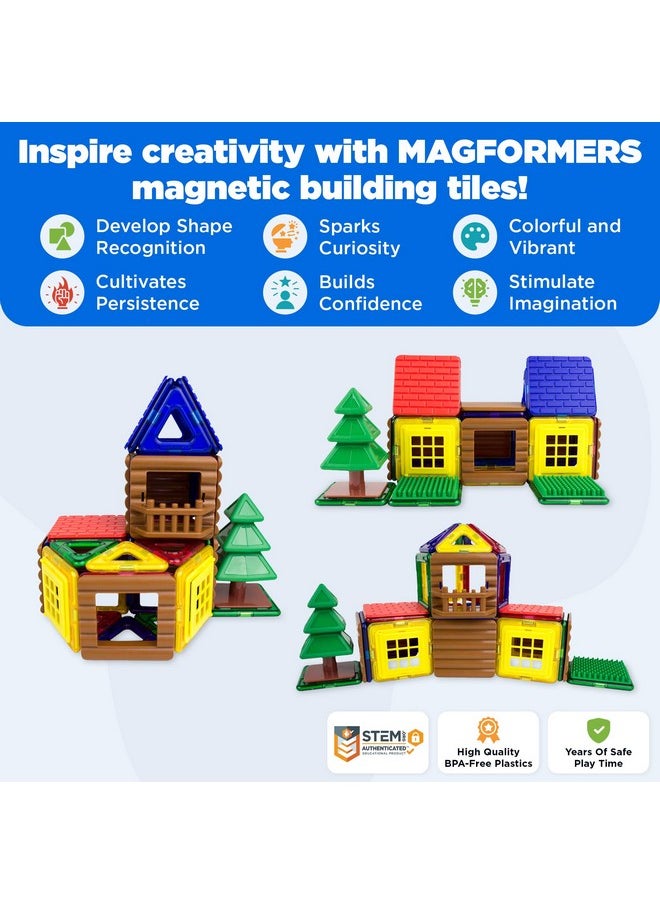Magformers MAGFORMERS Log Cabin 48 Pieces Rainbow Colors, Educational Magnetic Geometric Shapes Tiles Building STEM Toy Set Ages 3+  - Image 2