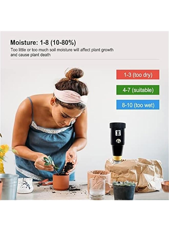 Soil pH Tester, Temperature/Soil Moisture/pH/Sunlight/Environment Humidity/Data Storage Backlight LCD Display Test Meter for Gardening, Farming, Indoor and Outdoor Plants  - Image 5