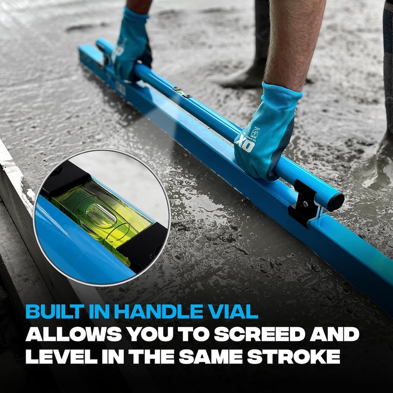 Ox TOOLS Pro Series 48 Inch Concrete Screed with Leveling Vial | Heavy Duty Structural Alloy | Ergonomic Handle Grip | Lightweight & Reversible | Internal Strength Support Bars | 1200mm | P021312 - Image 3