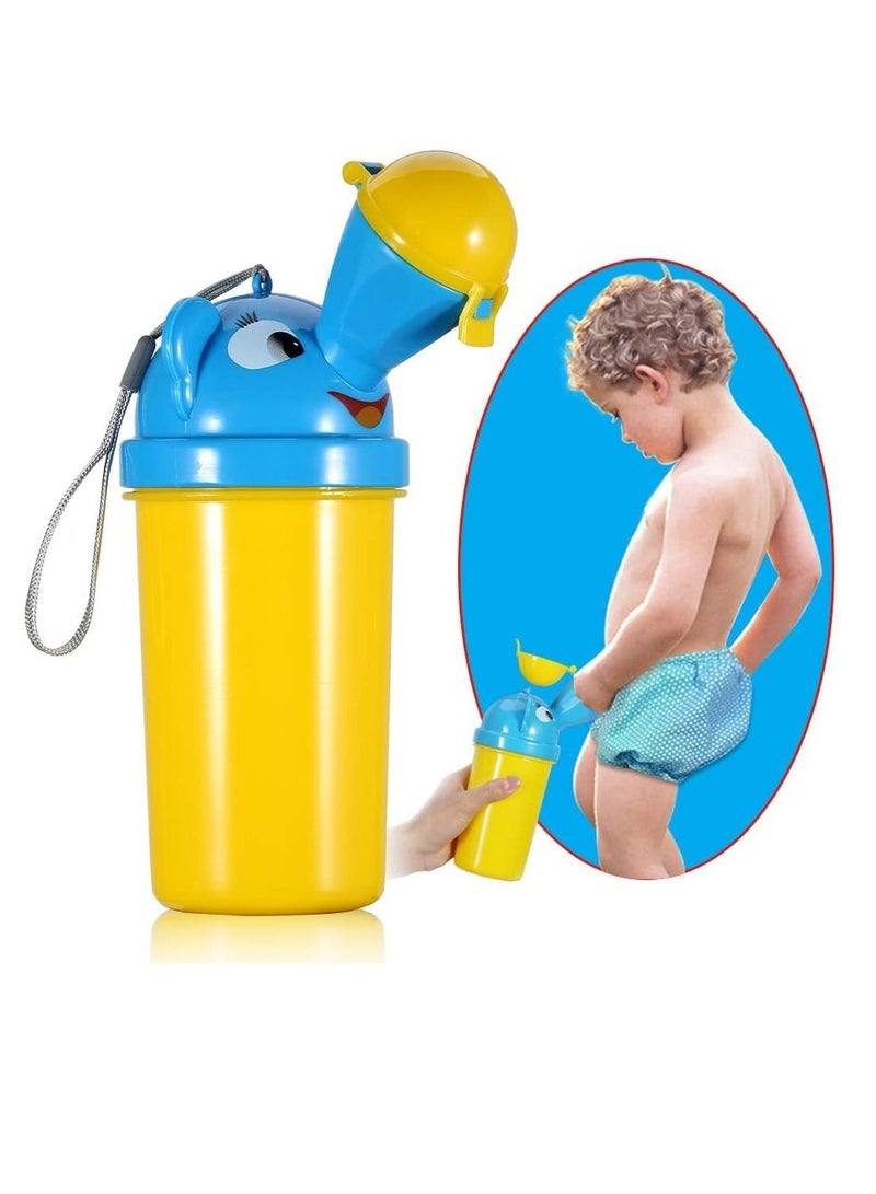 شو وو Potty, Portable Baby Child Kids Travel Hygienic Leak Proof Urinal Emergency Toilet for Camping, Car Travel, Outside, Park and Kid Toddler Potty Pee Training, Cute Duck Design Boy, 500ML - Image 3