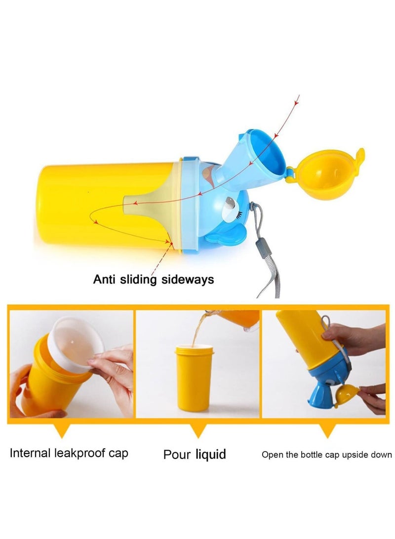 شو وو Potty, Portable Baby Child Kids Travel Hygienic Leak Proof Urinal Emergency Toilet for Camping, Car Travel, Outside, Park and Kid Toddler Potty Pee Training, Cute Duck Design Boy, 500ML - Image 4