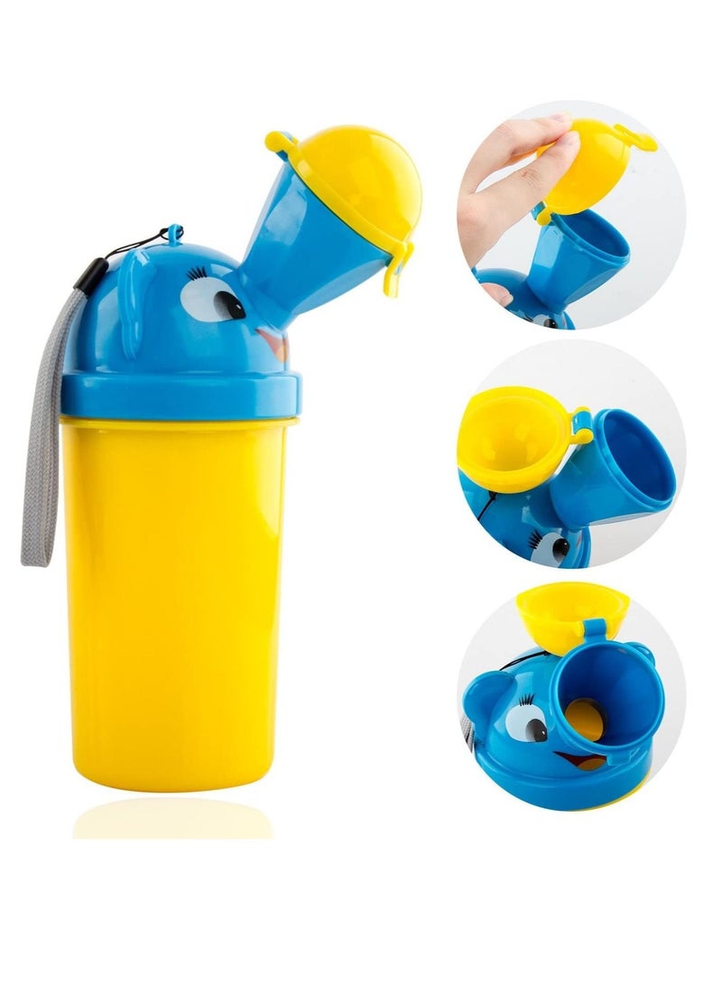 شو وو Potty, Portable Baby Child Kids Travel Hygienic Leak Proof Urinal Emergency Toilet for Camping, Car Travel, Outside, Park and Kid Toddler Potty Pee Training, Cute Duck Design Boy, 500ML - Image 2