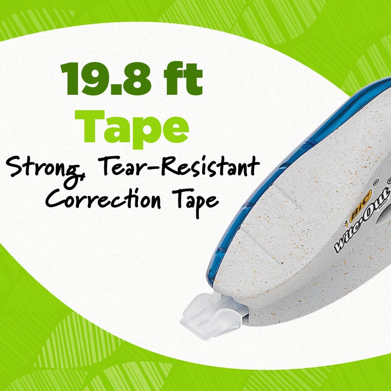 BIC Ecolutions Wite-Out Brand Correction Tape, 19.8 Feet, 2-Count Pack, Correction Tape Made from 56% Recycled Plastic - Image 3