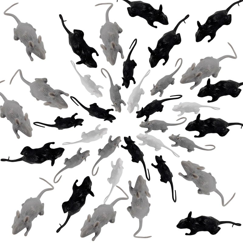 ROYHOO 36PCS Plastic Mini Fake Rat Plastic Mouse Toys Decorations Realistic Pranks Rats Simulated Big Small Mouse Mice Toys for April Fools Day Halloween Prank Party Supplies - Image 1