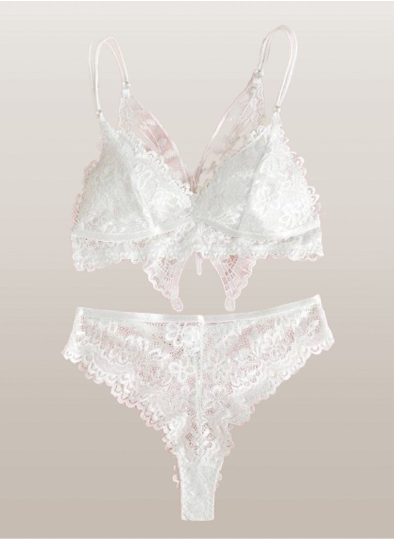 Ward Women's Lingerie Set Two-Piece lace with Butterfly Back Design  - Image 1