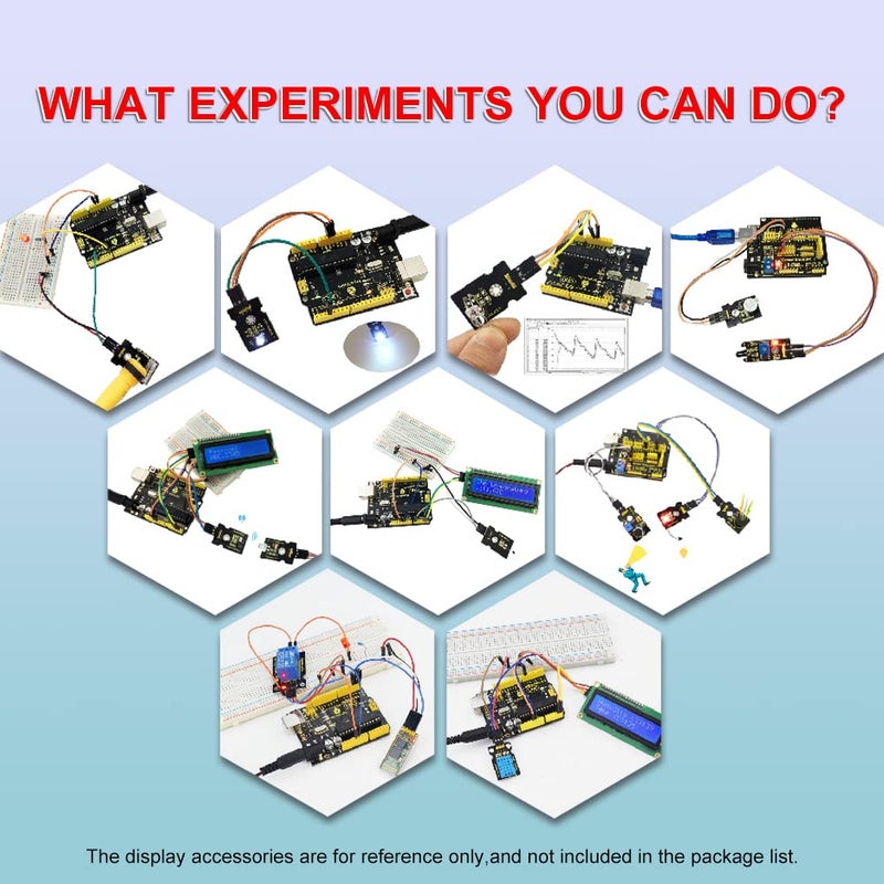 KEYESTUDIO 48 Sensors Modules Starter Kit for Arduino with LCD, 5v Relay, Sound, LED Modules, Servo Motor, Motion, Pressure Sensor, Gas Sensor, etc.Programming for Beginners Adults Learning - Image 4