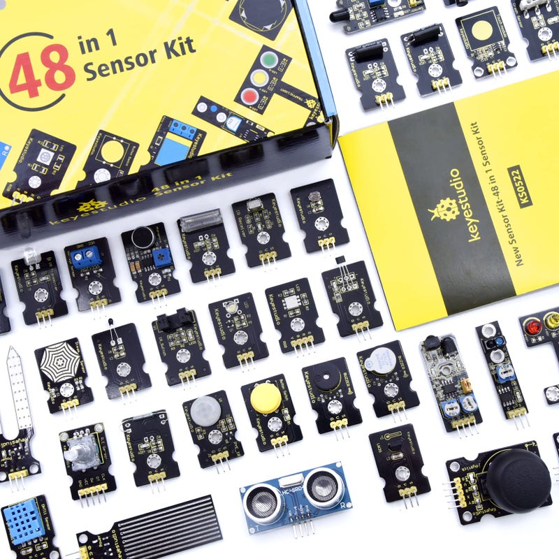 KEYESTUDIO 48 Sensors Modules Starter Kit for Arduino with LCD, 5v Relay, Sound, LED Modules, Servo Motor, Motion, Pressure Sensor, Gas Sensor, etc.Programming for Beginners Adults Learning - Image 2