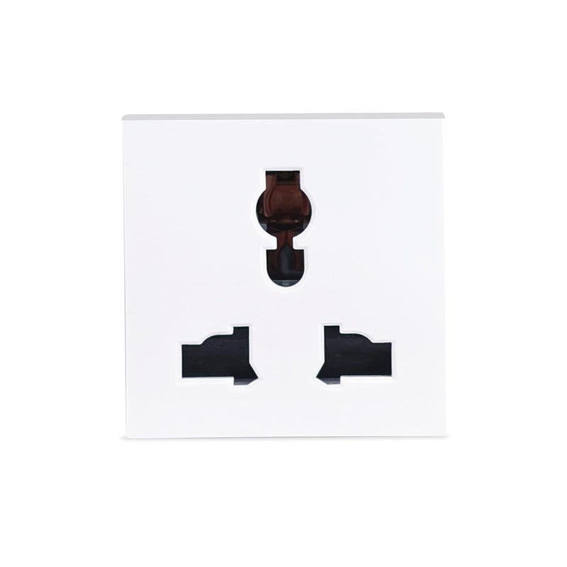 MX 3-Pin Universal Shuttered Socket, 2-Module 13A 250V – Compatible with UK & European Plugs, Modular 45×45 mm Faceplate, Child Safety, Electrical Wall Socket - Image 2