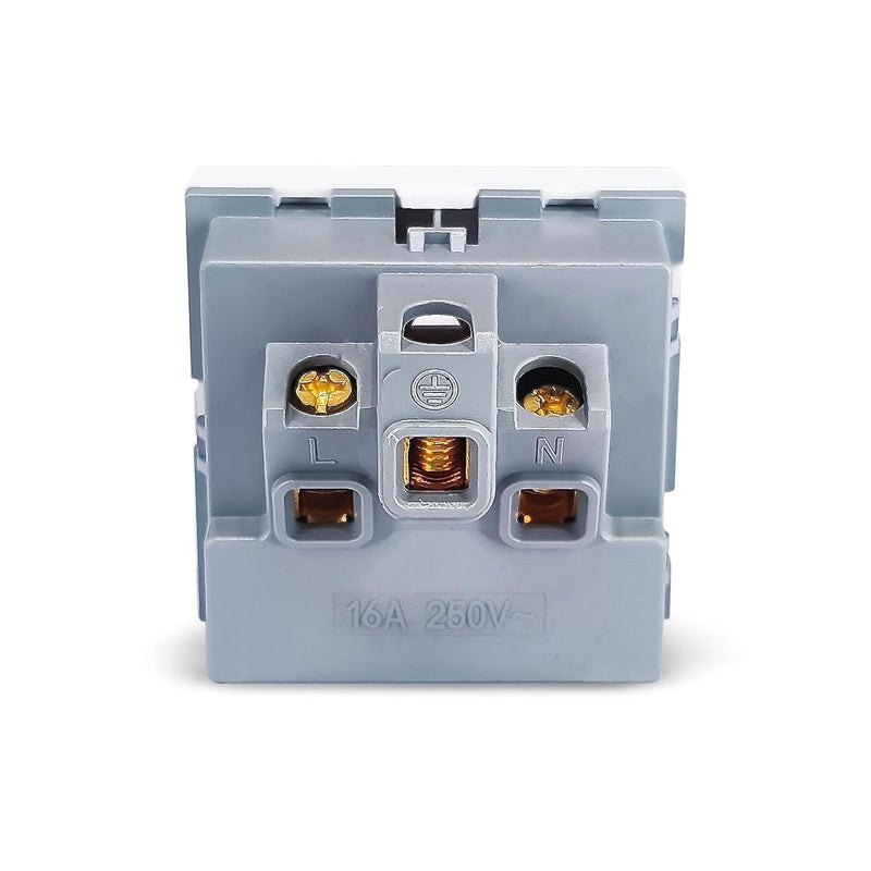 MX 3-Pin Universal Shuttered Socket, 2-Module 13A 250V – Compatible with UK & European Plugs, Modular 45×45 mm Faceplate, Child Safety, Electrical Wall Socket - Image 3