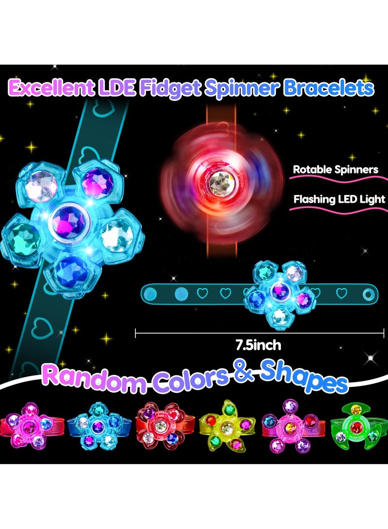 LCAREMOM 12 Piece LED Luminous Fidget Spinner Bracelet Gift Bag Party Favors Set, 3 LED Color Party Bracelet, Glow in the Dark Party Supplies Party Supplies for Kids' Birthdays, Holidays, and Special Occasions (Random Colors and Various Styies) - Image 2