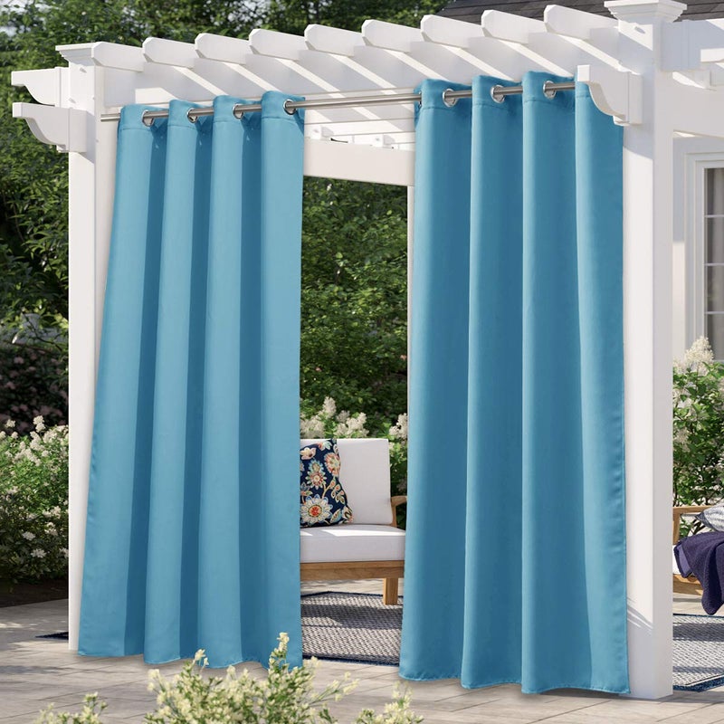 NICETOWN NICETOWN Sunlight Blocking Teal Blue Outdoor Curtain 95 L for Patio Waterproof Thermal Insulated Stainless Steel Grommet Outdoor Indoor Window CurtainDrape for Porch 1 Panel 52 W