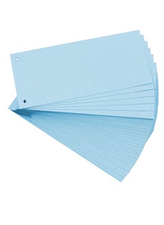 Terabyte Bristol Card Punched Dividers (Pack of 100) - 23X12.5X6.5 Cm, 240gsm Paper, 2-Hole Punched, Horizontal, Organise A4 Documents - BLUE  Colour  - Image 1