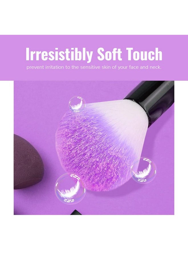 Daxstar - Yuwaku Makeup Brush 32Pcs, Purple Professional Make Up Brushes Set With Soft Bristles Kabuki Foundation Powder Eyeshadow Eyeliner Blush Concealer Brush With Travel Makeup Bag (Purple) - Image 1