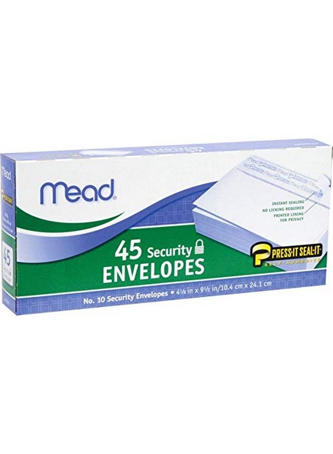 Mead #10 Envelopes, Security Printed Lining For Privacy, Press-It Seal-It Self Adhesive Closure, All-Purpose 20-Lb Paper, 4-1/8" X 9-1/2", White, 45 Per Box (75026) - Image 3