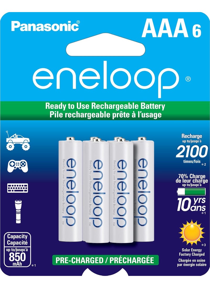 eneloop Eneloop Panasonic BK4MCCA6BA AAA 2100 Cycle NiMH PreCharged Rechargeable Batteries 6Battery Pack  - Image 1