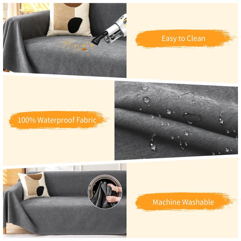 DEEPDREAM Deep Dream Cat-Scratch Resistant Armchair Couch Cover, Waterproof Sofa Cover for Dogs, Pet Friendly Couch Protectors Anti Slip Thickened Slipcovers for Dogs Pets, 71" x 91", Dark Grey - Image 4