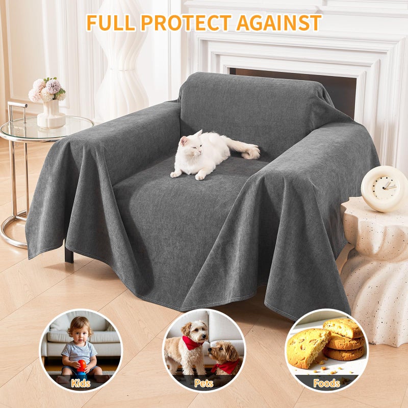 DEEPDREAM Deep Dream Cat-Scratch Resistant Armchair Couch Cover, Waterproof Sofa Cover for Dogs, Pet Friendly Couch Protectors Anti Slip Thickened Slipcovers for Dogs Pets, 71" x 91", Dark Grey - Image 5