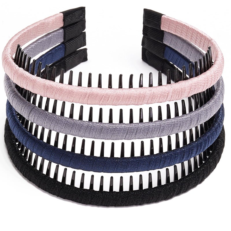 STHUAHE4PC Multicolor Protection Resin Teeth Comb Hair Hoop Hairband Headband Hair Accessories by Beauty hair (Multi-colored-No.15) - Image 1