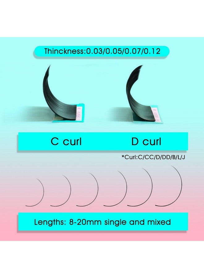فافالاش رموش كشمير سهلة المروحة 0.03 0.05 0.07 C/Cc/D/Dd وصلات رموش كثيفة 8 مم 20 مم، ملحقات رموش ذاتية اللون سوداء غير لامعة لوازم احترافية لفناني الرموش (D0.07815 مم) - Image 5