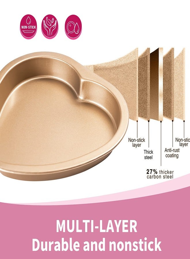 Yomvzake Heart Shaped Cookie Pan, Heart Cookie Cake Pan Cookie Sheet 8 Inch Shallow Cake Tin Heart Mold for Valentine's Day - Image 3