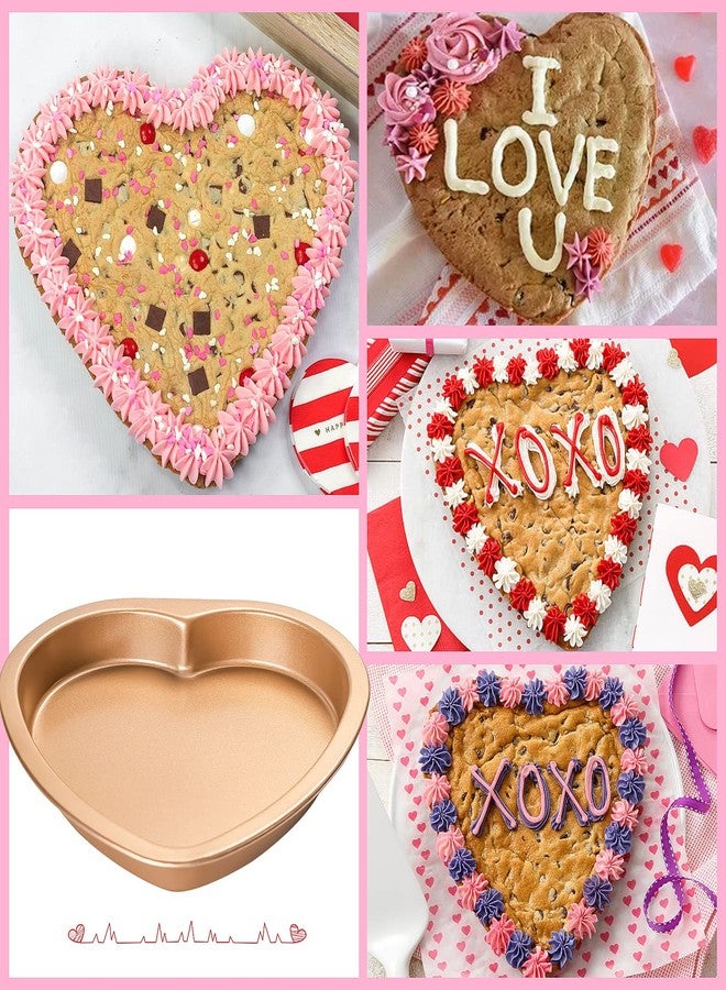 Yomvzake Heart Shaped Cookie Pan, Heart Cookie Cake Pan Cookie Sheet 8 Inch Shallow Cake Tin Heart Mold for Valentine's Day - Image 5